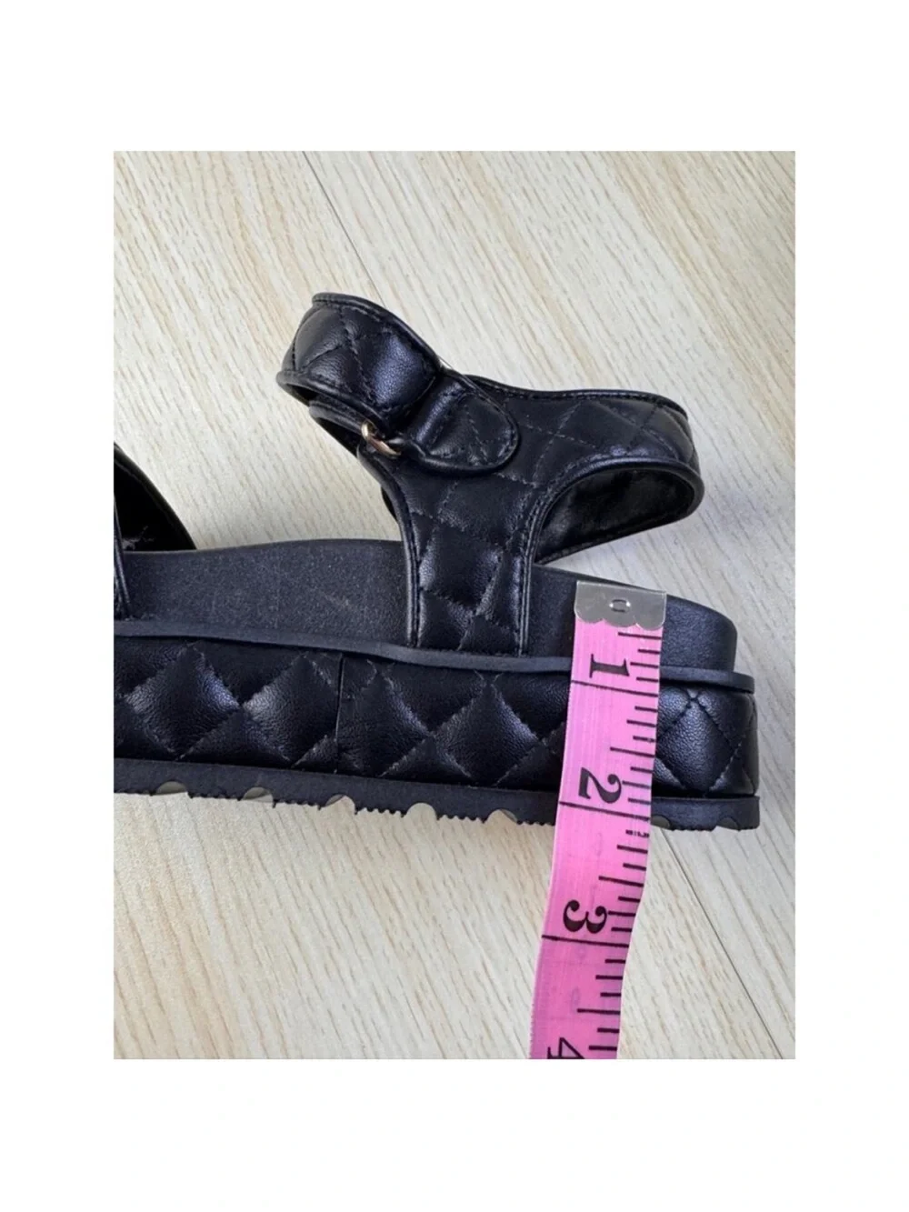 NWOT Black Quilted Chunky Platform Sport Sandals Gold Hardware